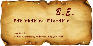 Bárkány Elemér névjegykártya