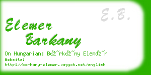 elemer barkany business card